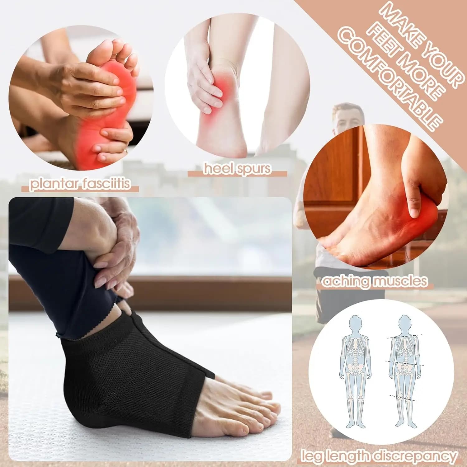 1 Pair Height Max Socks Invisible,Non-Slip,Reusable Shoe Lifts Height Increase Socks Reduce Foot Pain and Correct Poor Posture - image 6