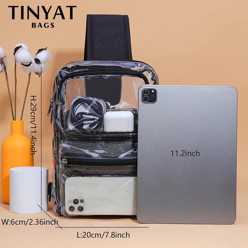 TINYAT Clear PVC Shoulder Bag Chest Transparent Sling Crossbody Bags For Women Trend 2024 For Summer Vacation, Beach, Swimming - image 4
