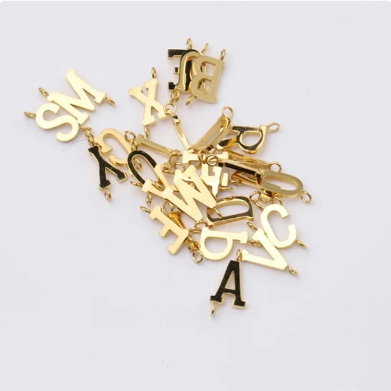 26Pcs/Lot Mirror Polish Stainless Steel Charms Initials Letter Connector Charms  For DIY Making Necklace Braid Bracelets - image 4