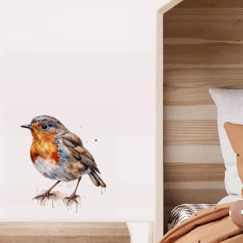 T768#Robin Bird Wall Sticker Kids Room Background Home Decoration Mural Living Room Wallpaper Funny Decal - image 6