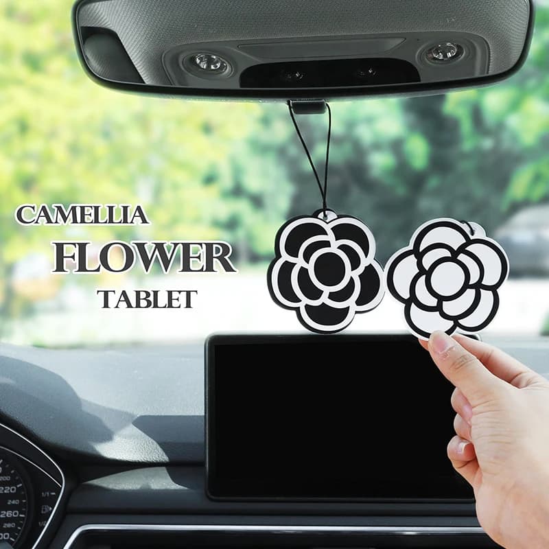 Camellia Flower Car Air Freshener Hanging Rear View Mirror Perfume Pendant Long Lasting Solid Fragrance Auto Interior Decoration - image 6