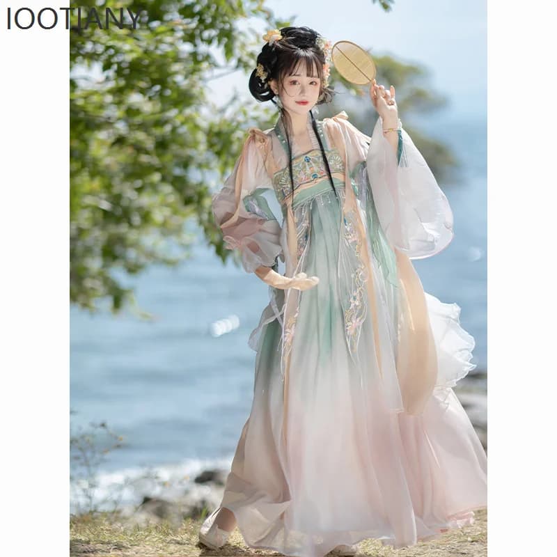 Embroidered Hanfu Dress Tang Dynasty Retro Hanfu Role Playing Costume Gradient Hanfu Carnival Party Stage Performance Dress 2025