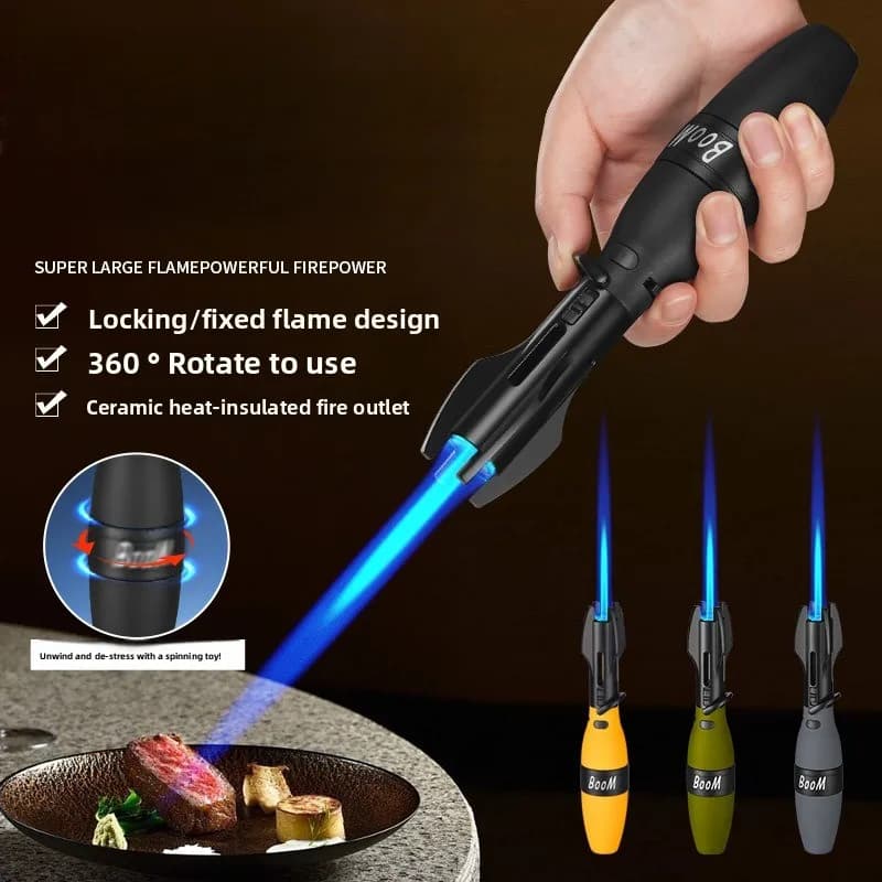 Outdoor Large Flame High-temperature Spray Gun Lighter Windproof Rotatable Pressure Reducing Safety Lock Cigar Lighter - image 4