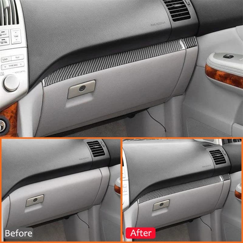 Carbon Fiber Car Co-Pilot Storage Box Top Panel Trim Strip Interior Decoration Sticker For LEXUS RX300 RX350 2004-2009 Auto Part - image 3