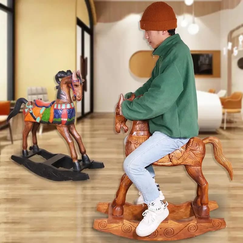 Rocking horse adults can sit on solid wood children's rocking horse baby birthday gift for the first birthday of the baby - image 3