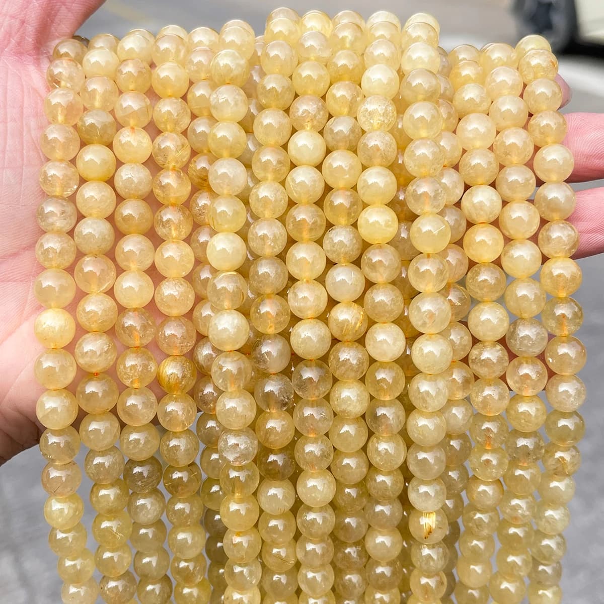 Natural Stone Brazil Citrine Bead Round Loose Spacer Rutilated Quartz Bead for Jewelry Making DIY Bracelet Necklace Accessory - image 3