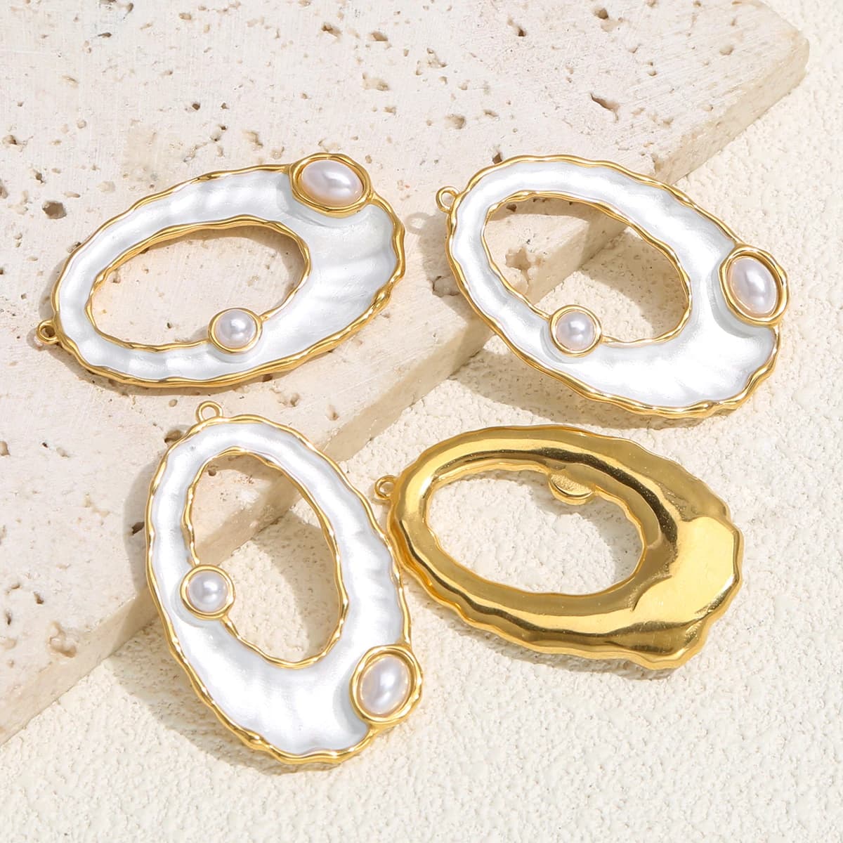 1pcs Stainless Steel Enamel Shell-shaped Charms Gold-plated DIY Necklace Earrings Jewelry Making Materials Accessories Wholesale - image 3