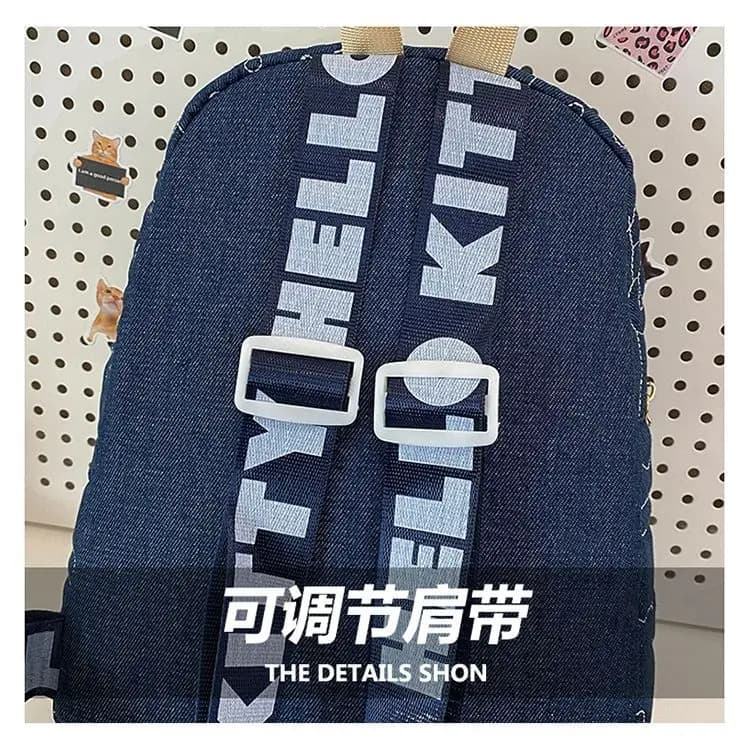 2025 Hello Kitty Backpacks Denim Embroidery Casual Shoulder Versatile Multi-Use Backpack Fashion Bags For Girls Women Mochilas - image 6