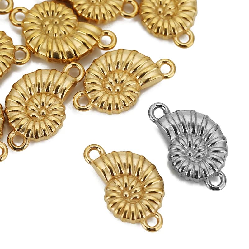 5pcs Stainless Steel Double Hole Conch Charms Connectors for DIY Earrings Bracelets Jewelry Making Supplies Accessories Finding