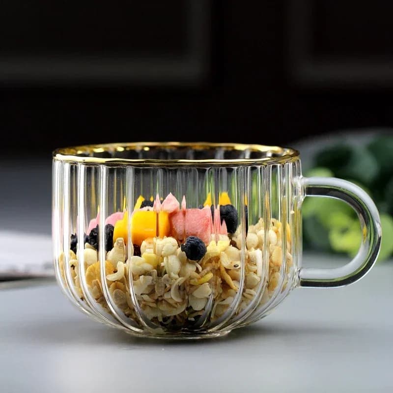 European Simple Breakfast Glass Mug Home Coffee Cup Gold-plated Transparent Tea Milk Cup Coffee Table Living Room Decoration - image 4
