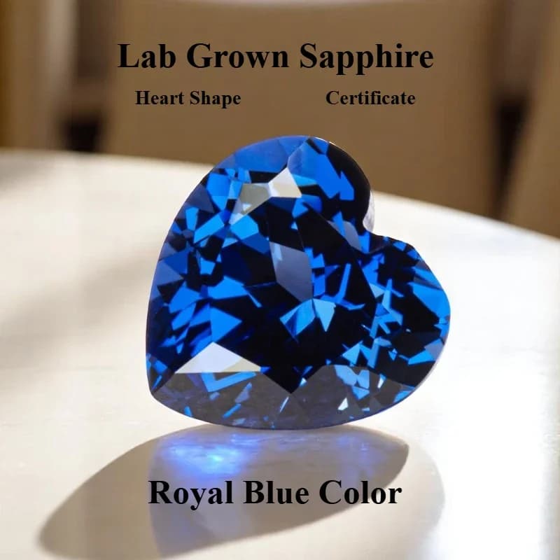 Heart Shape Royal Blue Color Lab Grown Sapphire VVS1 Gemstone for Diy Jewellery Making Materials Selectable AGL Certificate - image 3