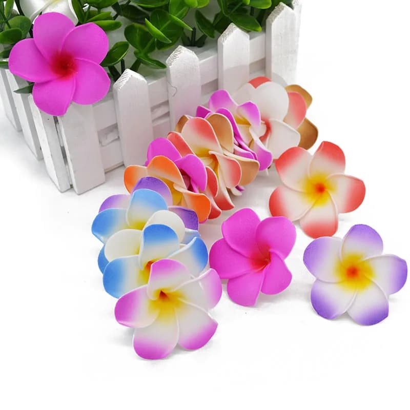 10pcs 5cm Plumeria Hawaiian Foam Frangipani Artificial Fake Flowers Headress Flower Baby Shower Wedding Party Decoration - image 5