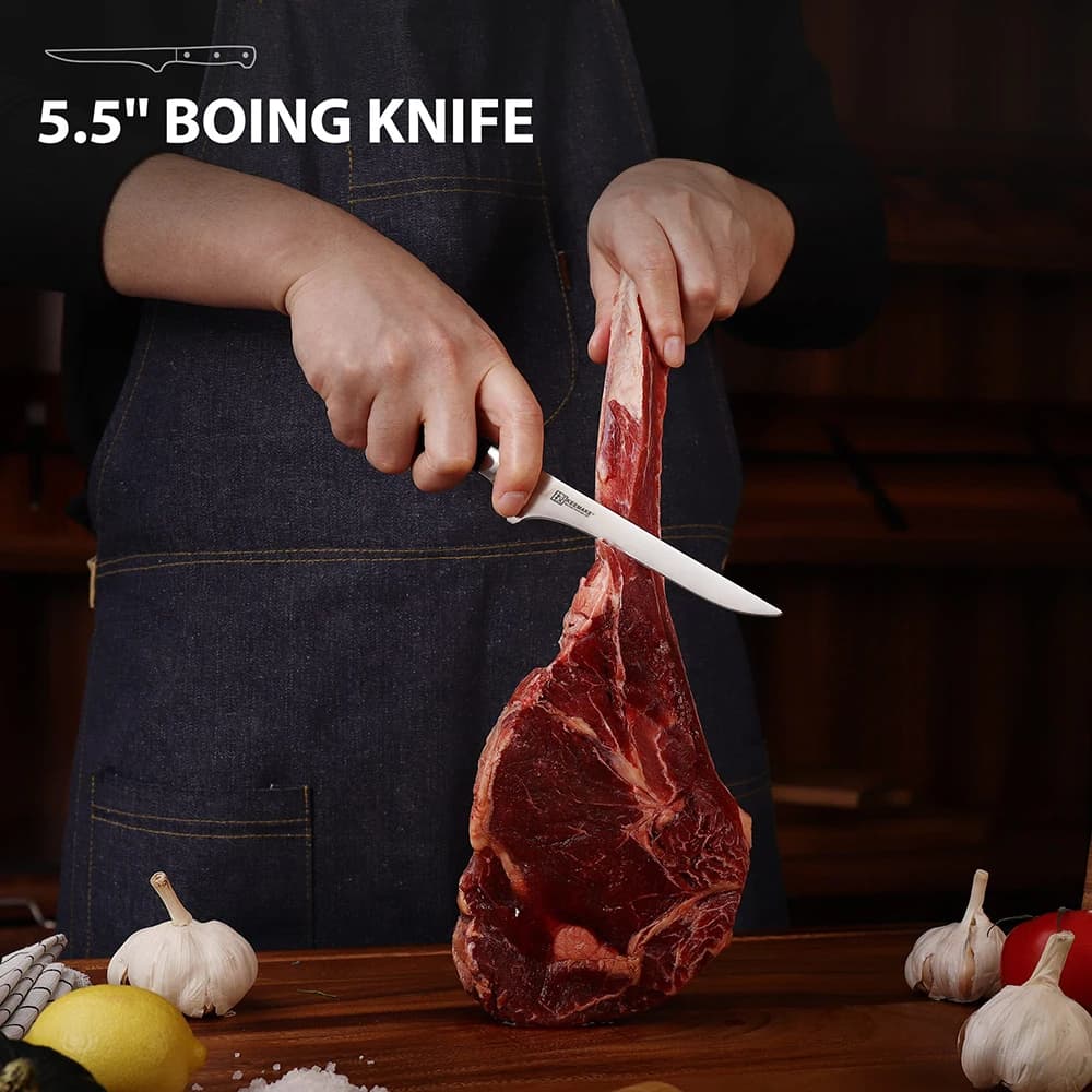 KEEMAKE 6PCS Knife Set German Stainless Steel Blade Cut Sharp Utility Chef's Santoku Bread Slicing Paring Fillet Kitchen Tools - image 5