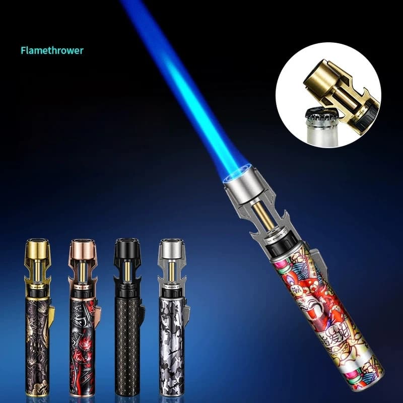 Large Fire Welding Gun Windproof Blue Flame Butane Gas Torch Lighter Bottle Opener Safety Lock Fire Switch Kitchen Cigar Lighter - image 3