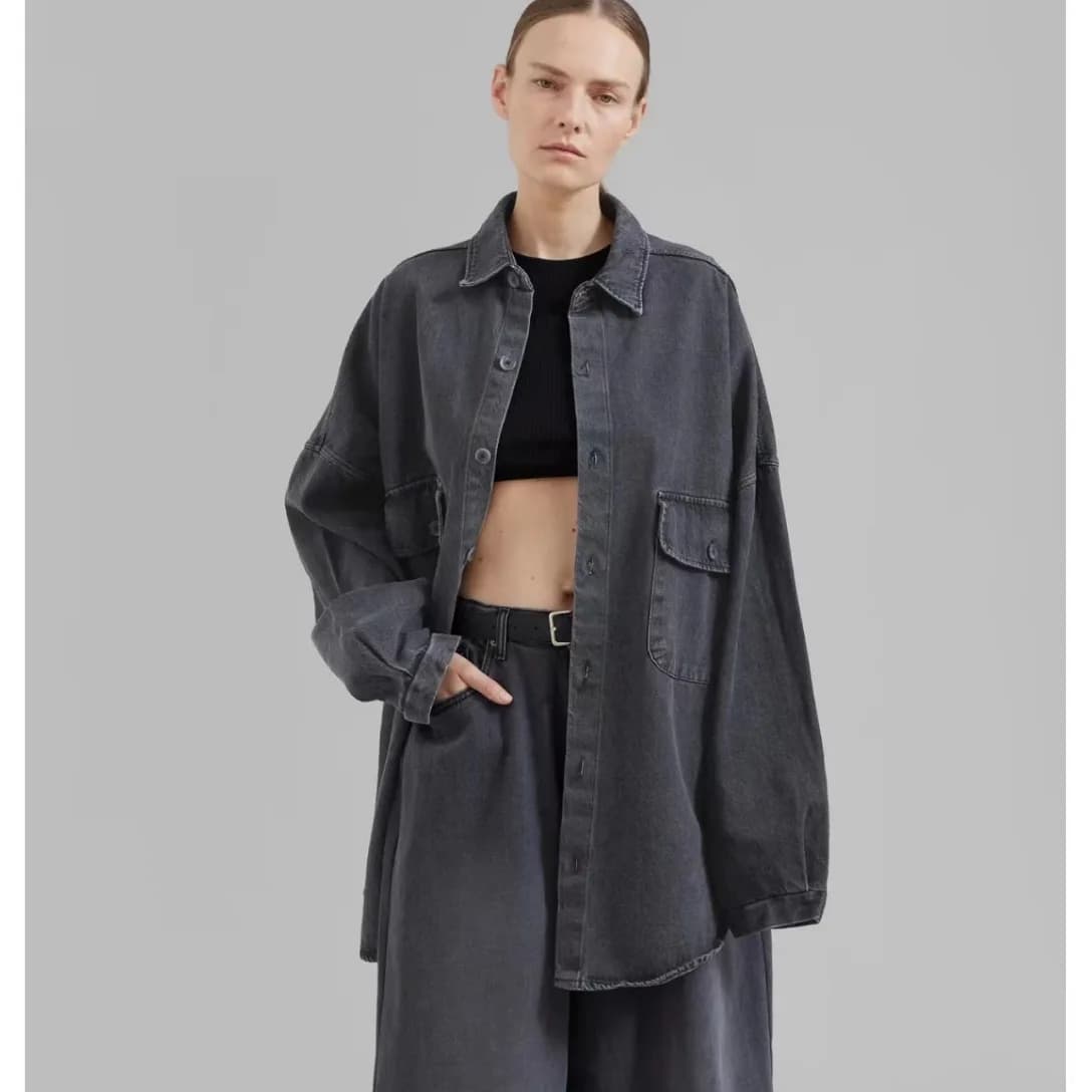 Frankie Shop Fall New Arrival Denim Jacket-Style Shirt Oversized Silhouette Minimalist Versatile Jacket