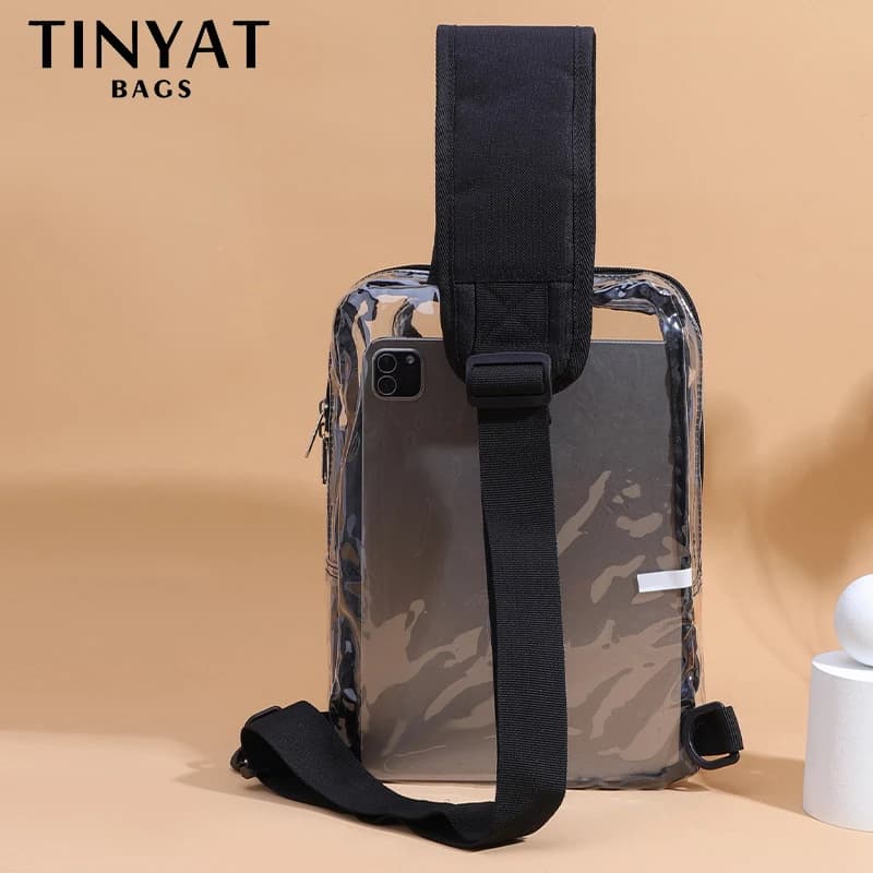 TINYAT Clear PVC Shoulder Bag Chest Transparent Sling Crossbody Bags For Women Trend 2024 For Summer Vacation, Beach, Swimming - image 5