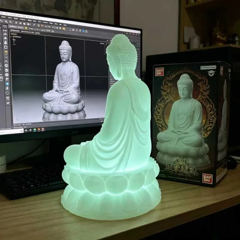3D Printed Luminous Buddha Statue Ornament Meditation Decor Home Car Desktop Night Pearl Shining Gift - image 3
