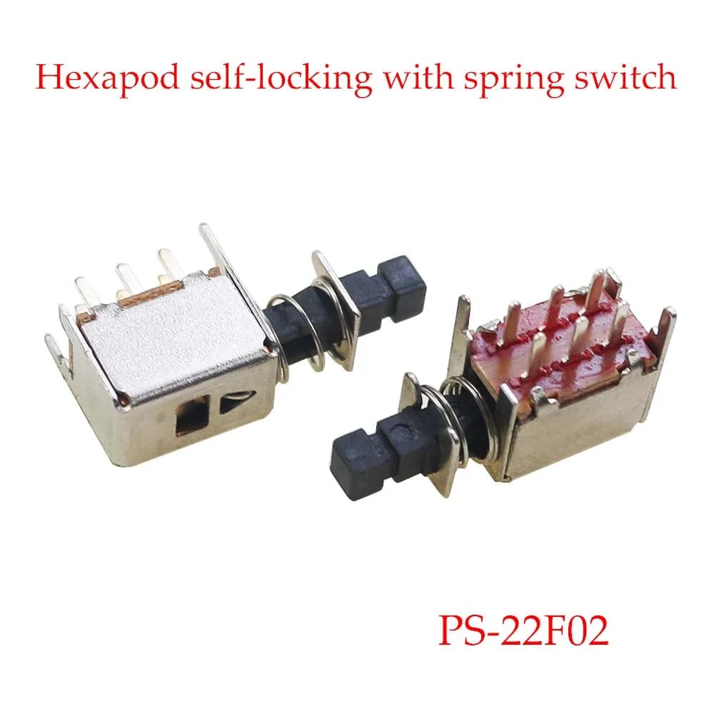 1PC PS-22F03 PS-22F02 Right Angle PCB Latching Push Button Switch with Cap DPDT Double Pole Self/No-Locking Key Power  6Pin A03 - image 6