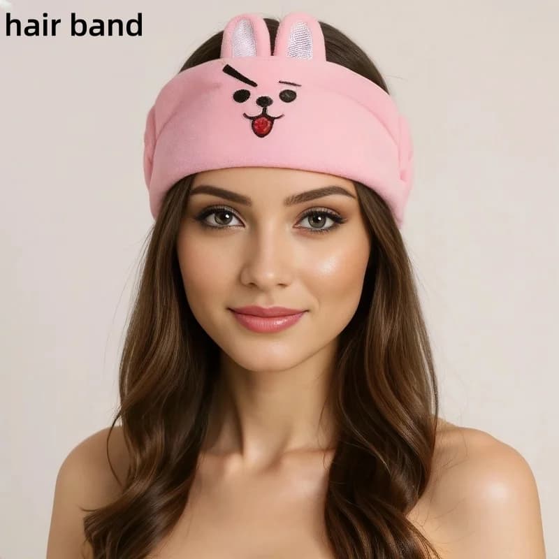 Kawaii BT21 Wash Face Headband Cute Girls Plush Makeup Headband Soft Warm Couple Cartoon Headband Girls Gift - image 3
