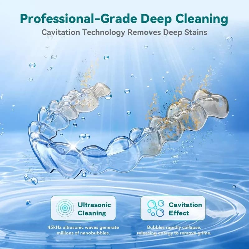 Dental Ultrasonic Retainer Cleaner Machine - 45kHz Dental Cleaning Pod Capacity for Denture,Mouth Guard,Night Guard,Braces - image 3