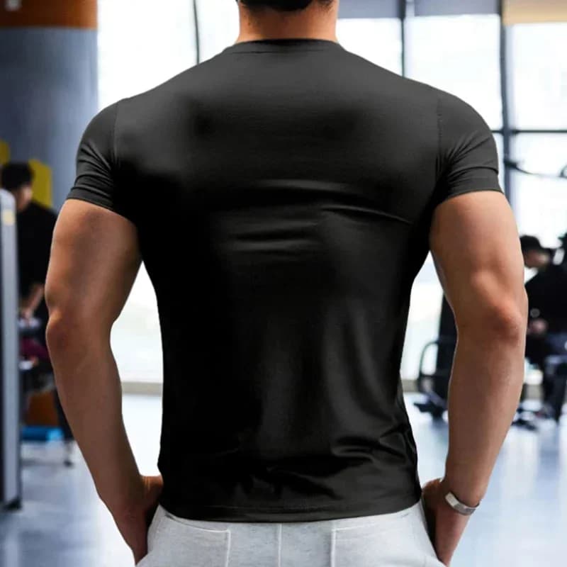 Gym T-shirt Man Plus Size Dry Fit Men's Sports T-shirts Sweatshirt Tops Plain Color Muscle Training Activewear Yoga Clothes Tee - image 6
