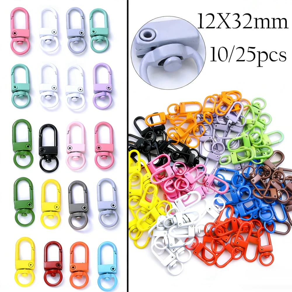 10-25pcs Colorful Lobster Clasp Hooks Keychain With Lobster Matel Clasps For DIY Jewelry Making Dog Neckalce Accessories