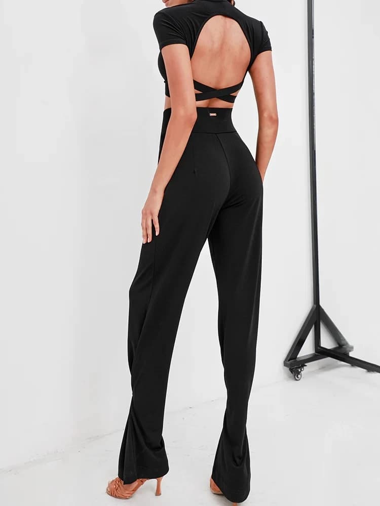 Ballroom Latin Dance Pants  Women ZYM High Waist Dance Trousers Adjustable Leg Shape ZYMdancestyle Energy Canned Pants #2138 - image 3