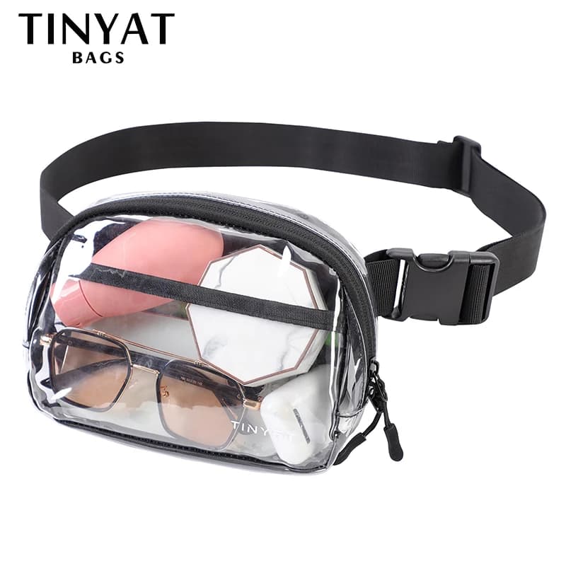 TINYAT Clear Waist Bag Women Purse Large Phone Fanny Pack Sports Travel Ladies Belt Bag Pouch Transparent PVC Banana Bum Bag - image 4