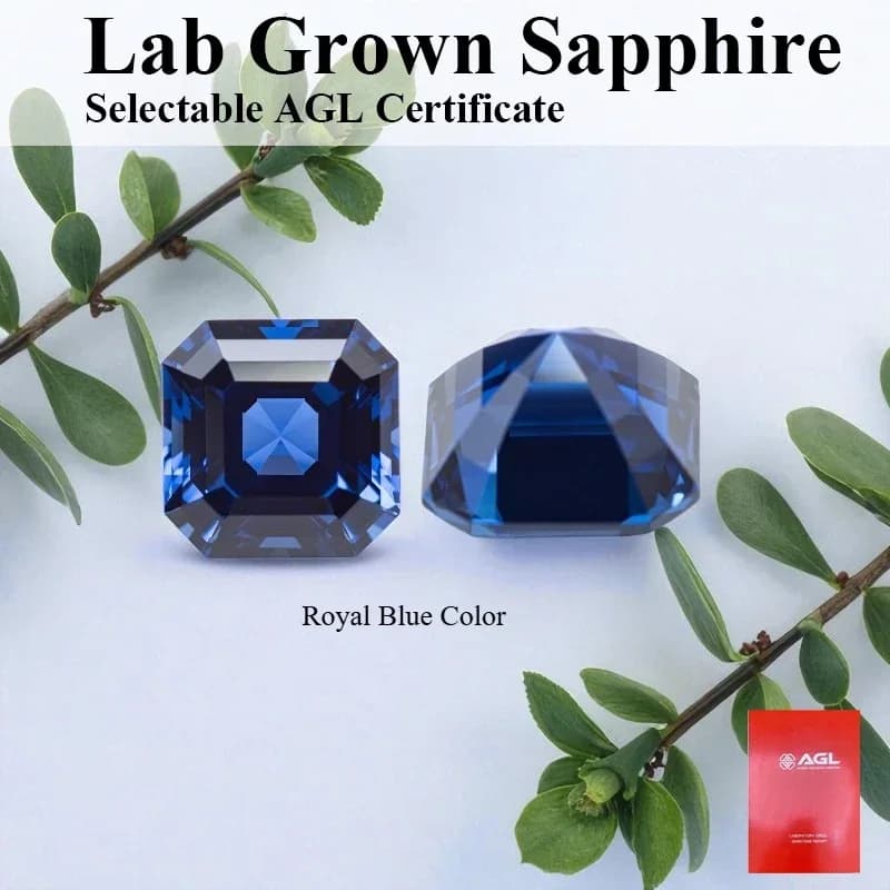 L-Lab Grown Sapphire Royal Blue Color Asscher Cut Loose Gemstone  For DIY Jewelry Making Selectable Certificate - image 4