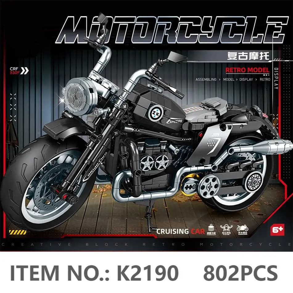MOC Technical Motorcycle Moto Car Model Building Blocks Retro Racing Motobike Vehicles Model Bricks DIY Toys For Children Gifts - image 3