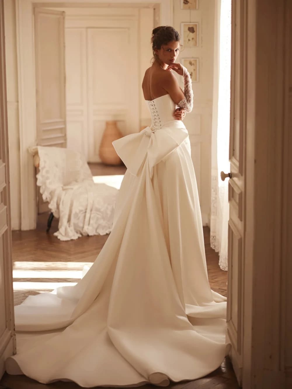 Detachable Satin Train Wedding Dress Structured Corset Beaded Lace Bridal Gown 2026 Customized Elegant Mermaid Dresses For Bride - image 4