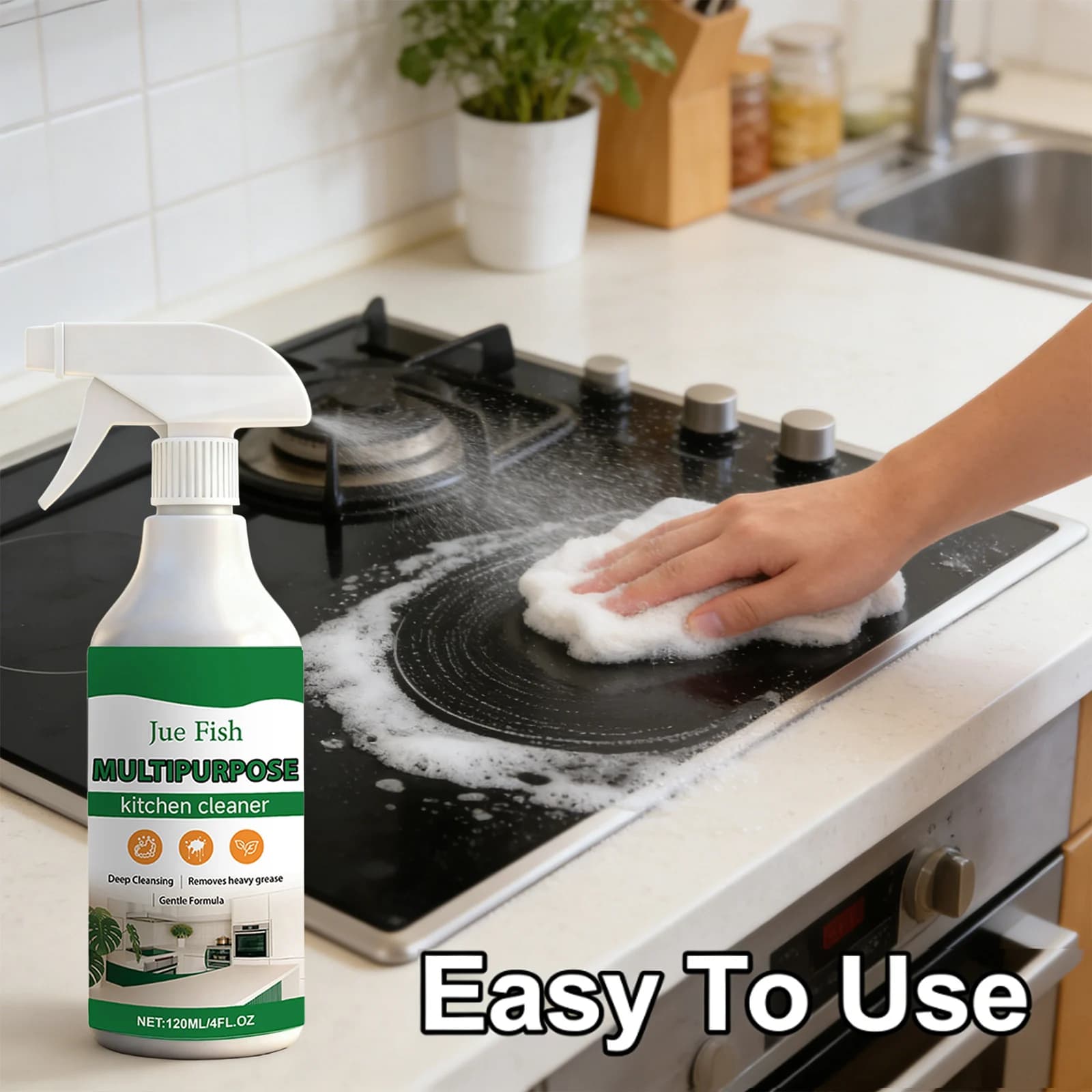 Jue-Fish Multi Purpose Kitchen Cleaner Deep Cleaning Range Hood Remove Heavy Grease Gentle Formula Powerful Stove Cleaning Spray - image 5
