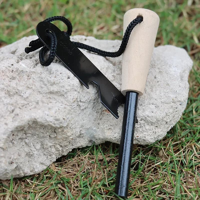 Portable outdoor flint, equipped with outdoor survival tools such as magnesium sticks, firearms, wooden handles, and flint stick - image 4