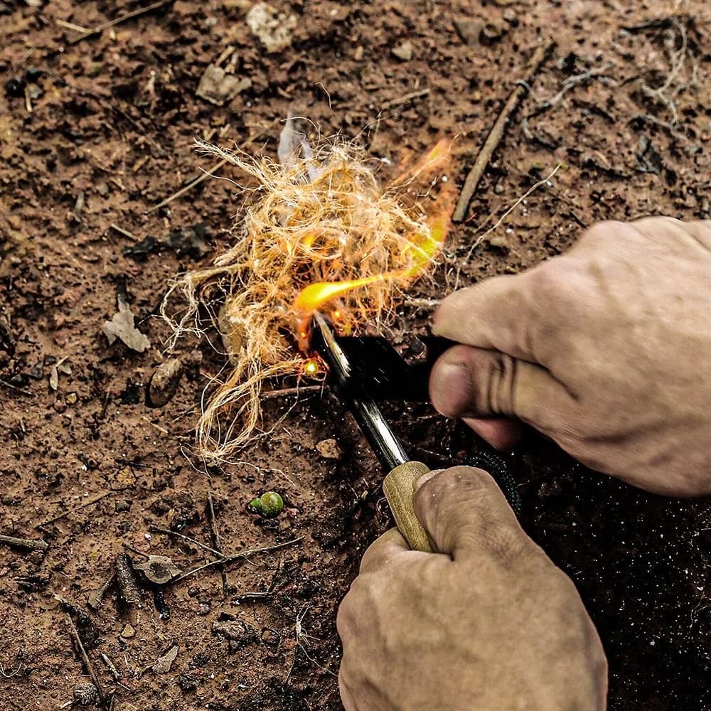 New Wilderness Survival Portable Flint Kit - Magnesium Fire Starter Stick with Wooden Handle for Camping Outdoor Equipment Tool - image 3