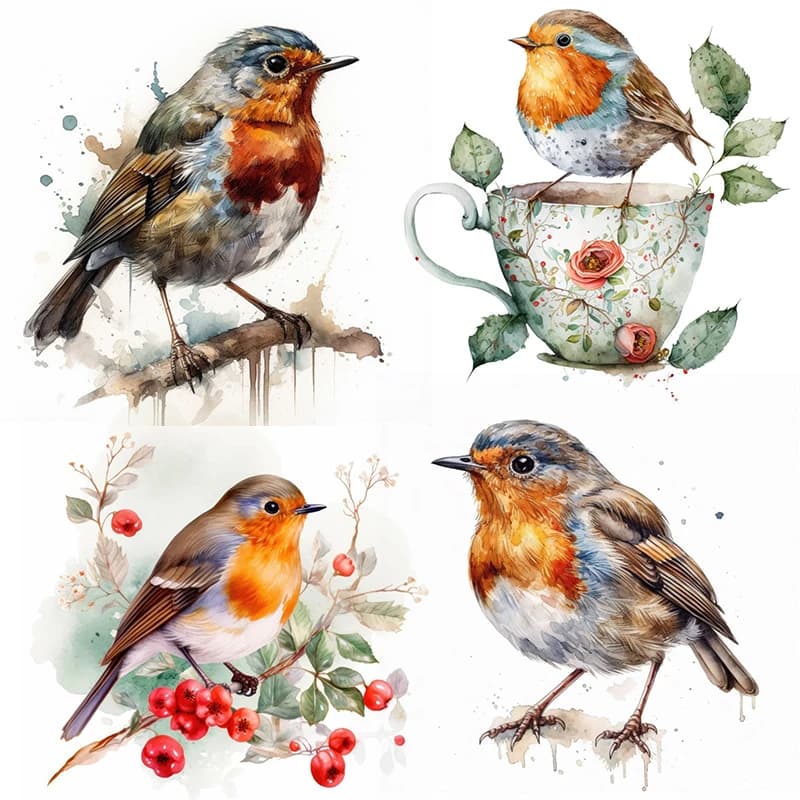 T768#Robin Bird Wall Sticker Kids Room Background Home Decoration Mural Living Room Wallpaper Funny Decal