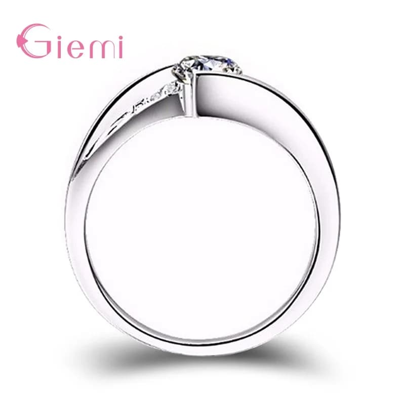 100% Real 925 Sterling Silver Finger Ring Stackable Cubic Zirconia Party Ring For Women Girl Engagement Wedding Jewelry Gift - image 4