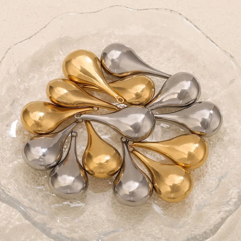 2PCS Gold Plated Teardrop Pendants Stainless Steel Charms for DIY Simple Necklace Earring Jewelry Making Wholesale Supplies - image 6