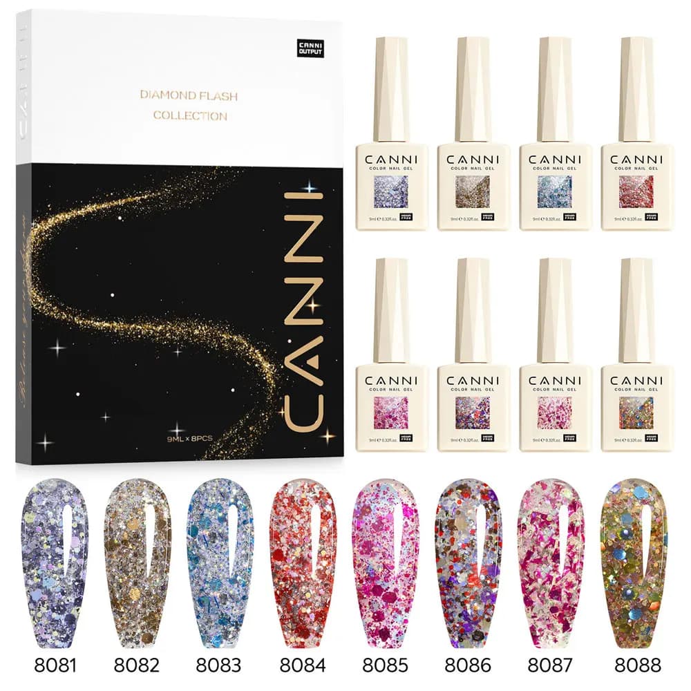 HEMA FREE CANNI Nail Gel Polish VIP Kit 9ml Galaxy Sparkle Glitter Nail Gel Kit Soak Off UV LED Gel Varnish Pigmented Paint Set - image 3