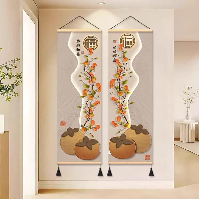 Lucky Persimmon Tapestry Wall Hanging, Modern  Scenery Art for Bedroom Living Room Boutique Hostel Background Home Decor​ - image 3