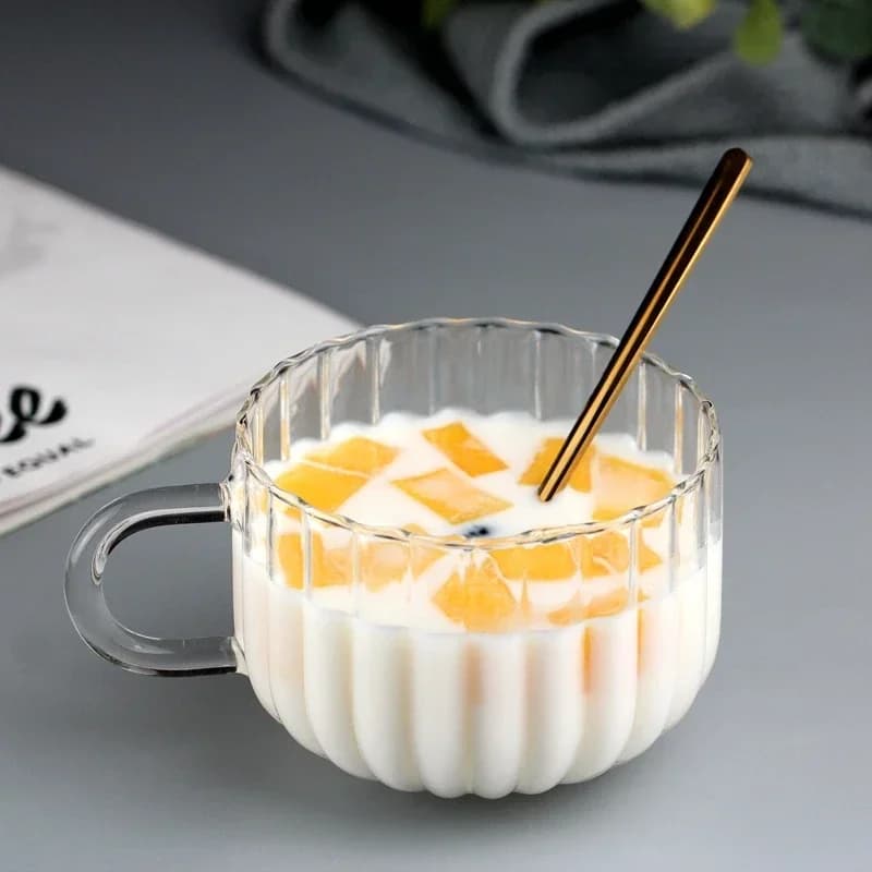 European Simple Breakfast Glass Mug Home Coffee Cup Gold-plated Transparent Tea Milk Cup Coffee Table Living Room Decoration - image 6