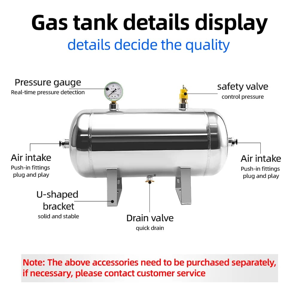 20L 304 Stainless Steel Small Horizontal Air Compression Tank Vacuum Buffer Air Storage Suitable for Beauty Instruments - image 6