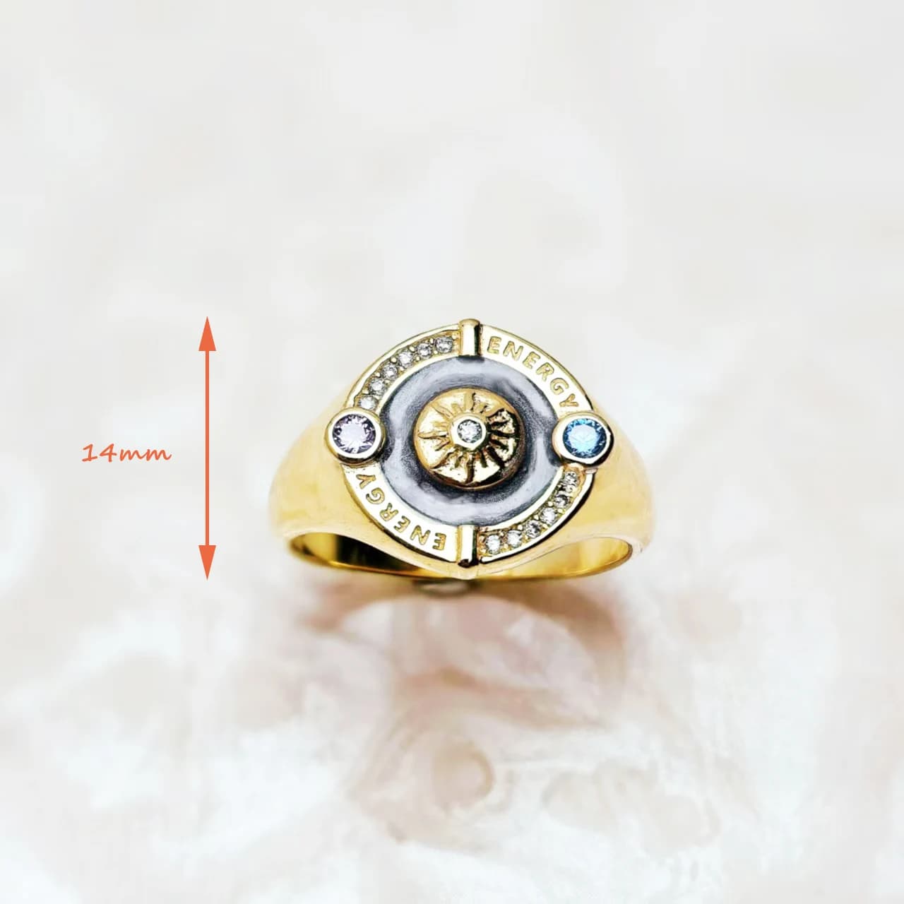 Gold Pated Signet Ring Sun Trendy Fine Jewerly For Women Men Autumn Bohemia Gift In 925 Sterling Silver - image 3