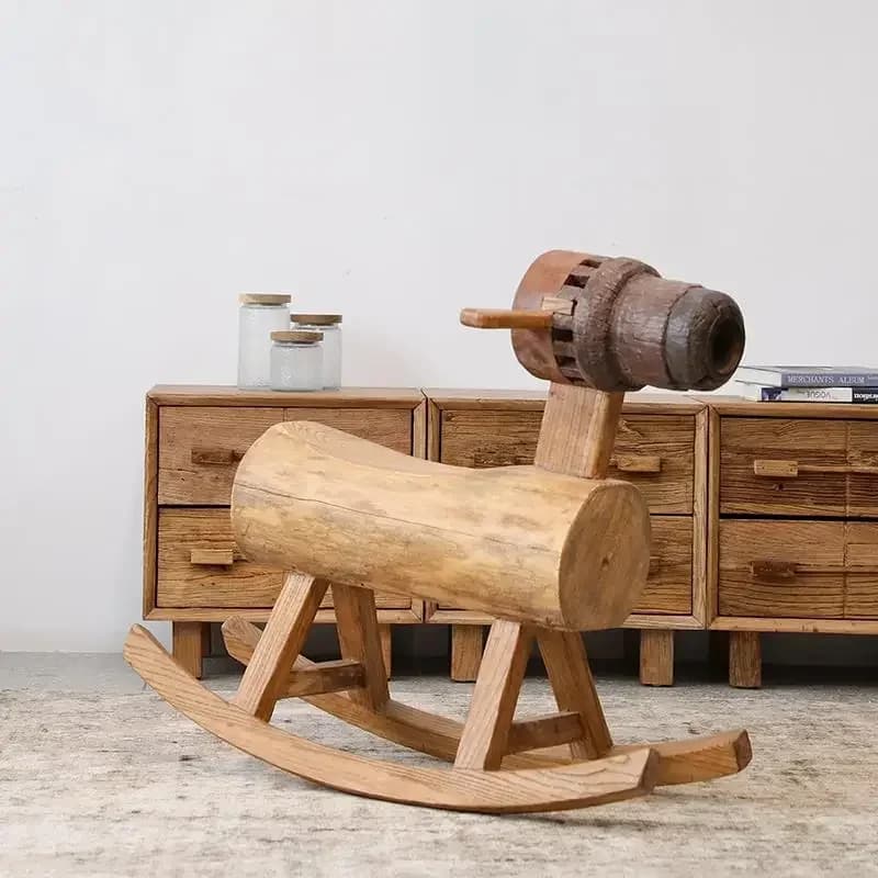 Rocking chair, Trojan horse, solid wood retro, horse chair. - image 3