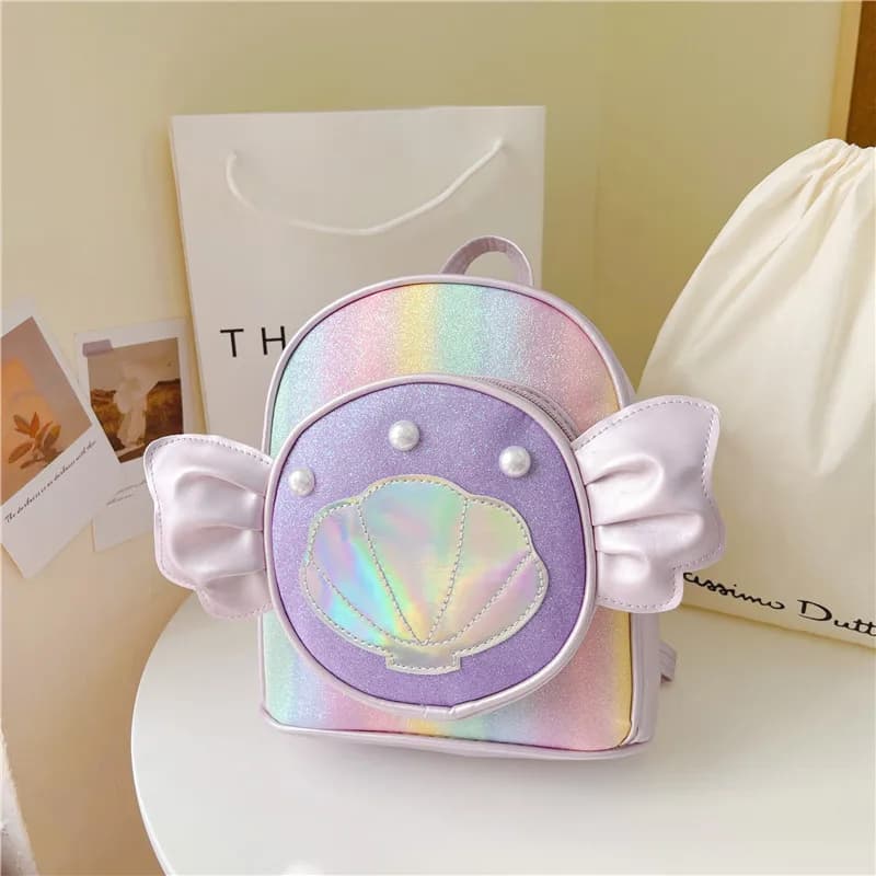 Girls Princess Shiny Sequins Backpack Lightweight Dual-Shoulder Outdoor Travel Bag Fashionable Student Bag for Cute Little Girls