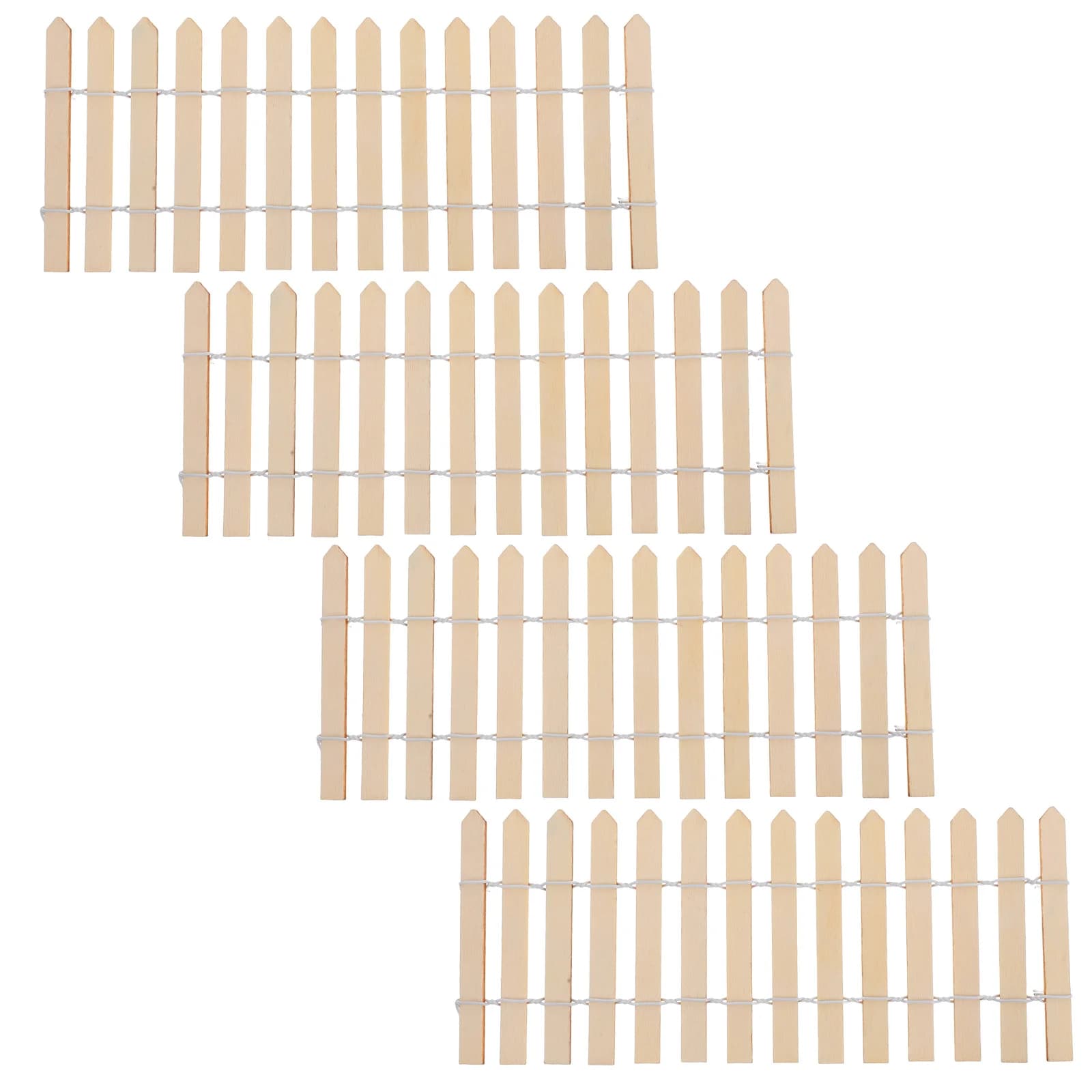 4Pcs Miniature Garden Fence Natural Wood Decorative Picket Fence Unfinished Slats for Outdoor Craft DIY Microlandscape - image 5