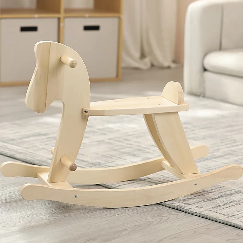 LazyChild Children's Rocking Horse Safety Rocking Horse Nordic Style Pure Wooden Horse for Baby Toy Birthday Gift - image 5
