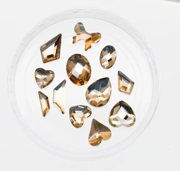 100PCS Golden champagne Different Shaped Multicolor Crystal Sleek Rhinestone 3D Manicure Nail Art Decoration Charms Jewelry - image 4