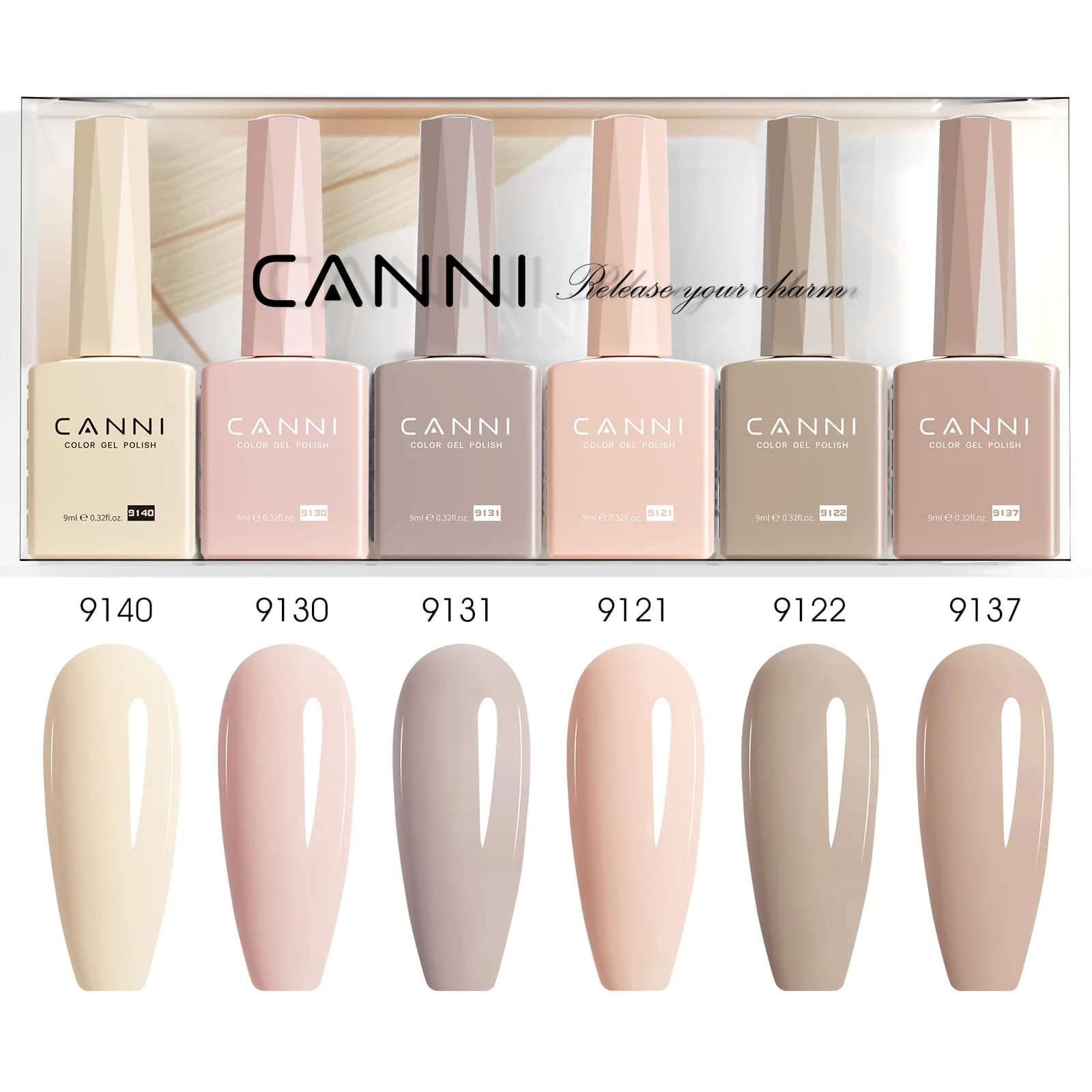 9ml*6pcs CANNI TPO FREE Nail Gel Polish Kit Nude Pink Color Soak Off UV LED Gel Semi Permanent Long Lasting Manicure DIY Gel Set