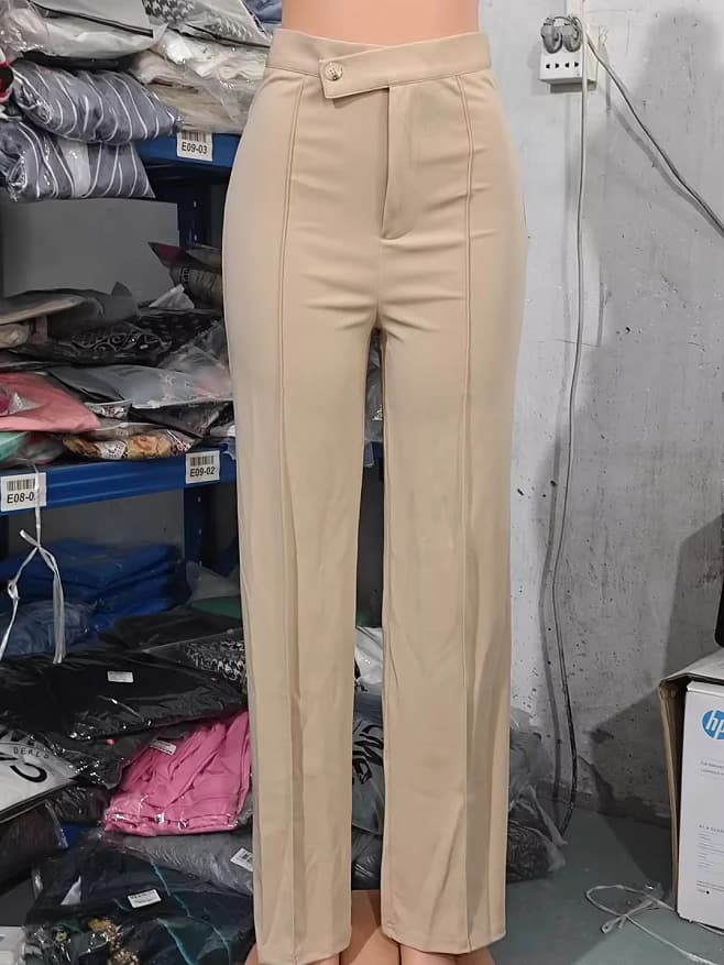 Elegant Women's Pants Summer Fashion Y2k Plain Zip Fly High Waist Office Lady Work Pants Casual Trousers 2023 Streetwear Clothes - image 6