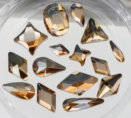 100PCS Golden champagne Different Shaped Multicolor Crystal Sleek Rhinestone 3D Manicure Nail Art Decoration Charms Jewelry - image 3